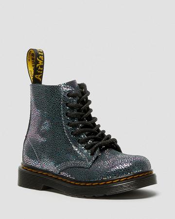 Kids' Dr Martens Toddler 1460 Pascal Iridescent Lace Up Boots Metal | AU 698JPQ